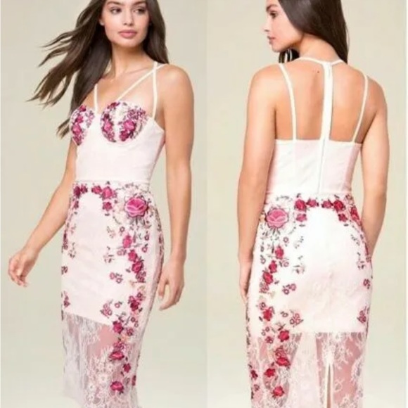 sachin and babi light blue dress Bronx Banco Mademoiselle Embroidered Floral Midi-Dress